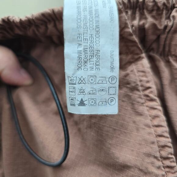 Zara Women's Parachute Wide Leg Ripstop Relaxed Fit Pants Outdoor Brown Size 4 - Picture 9 of 9